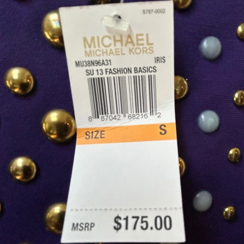 Michael Kors Iris Purple Studded Embellished Sheath Dress Size Small - Picture 3 of 4